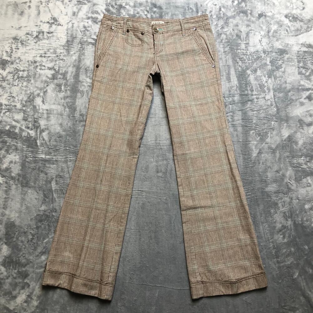 Forever 21 Plaid Bootcut‎ Chino Pants Women's Size L Brown